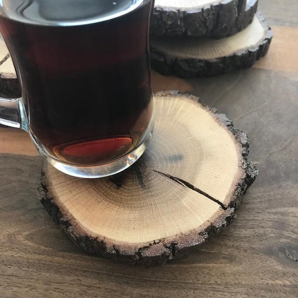 Wooden Tea Coaster Slice Set (12 pcs) | Tea and Coffee Serving slices